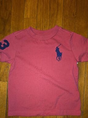 Ralph Lauren Red Toddler Polo Player Tee with Navy Embroidery